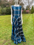 1970s Elizabeth Tees Blue Plaid Maxi Dress