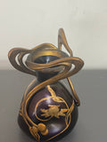 ART NOUVEAU LOETZ IRIDESCENT ART GLASS & BRONZE VASE