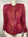 Vintage Yves Saint Laurent Rive Gauche Fuchsia silk lame jacket with Gripoix buttons