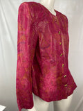 Vintage Yves Saint Laurent Rive Gauche Fuchsia silk lame jacket with Gripoix buttons