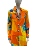 Vintage 1970s Paola Davitti Gauze Cotton Orange Print Dress