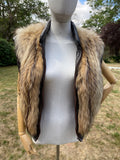 Vintage Fur Gilet Waistcoat with Leather Trim
