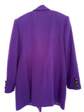 Vintage Purple Tuxedo Jacket with Leather Collar & Pockets