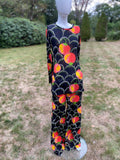 1970s Fabiani for Harrods thin jersey trouser suit with bold print.