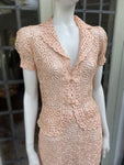 1930s Peach Blush Nude Silk and Satin Skirt Suit size XS