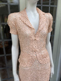 1930s Peach Blush Nude Silk and Satin Skirt Suit size XS
