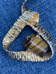 Vintage Brutalist Tiger Eye Signed TL Necklace