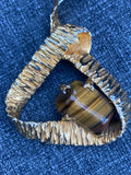 Vintage Brutalist Tiger Eye Signed TL Necklace