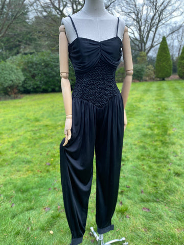 Vintage Late 1970s Black Jersey Jumpsuit