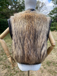 Vintage Fur Gilet Waistcoat with Leather Trim