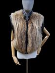 Vintage Fur Gilet Waistcoat with Leather Trim