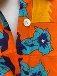 Vintage 1970s Paola Davitti Gauze Cotton Orange Print Dress