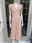 1930s Peach Blush Nude Silk and Satin Skirt Suit size XS