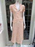 1930s Peach Blush Nude Silk and Satin Skirt Suit size XS