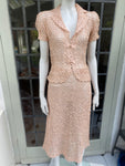 1930s Peach Blush Nude Silk and Satin Skirt Suit size XS