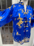 Vintage Chinese Silk Jacket with Gold Metallic Lame Dragon Embroidery