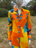 Vintage 1970s Paola Davitti Gauze Cotton Orange Print Dress