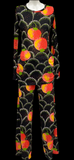 1970s Fabiani for Harrods thin jersey trouser suit with bold print.