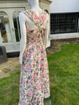 1950s Rose Garden Cotton Maxi Flared Dress