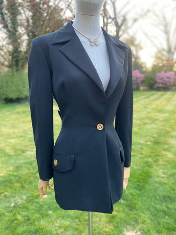 Vintage Gianni Versace Couture Hourglass Jacket with Medusa Buttons