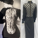 Vintage Wool Knit Dress with Open Lace Back