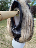 Vintage Fur Gilet Waistcoat with Leather Trim