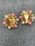 Vintage Pink & Gold Clip-On Earrings
