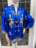 Vintage Chinese Silk Jacket with Gold Metallic Lame Dragon Embroidery