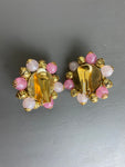 Vintage Pink & Gold Clip-On Earrings