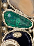 Vintage White Chanel Belt with Green Gripoix Buckle Year 2008