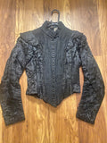 Antique Victorian Black Bustier Boned Jacket with French Jet Beading