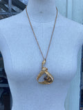 Vintage Brutalist Tiger Eye Signed TL Necklace