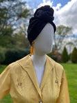 Vintage 1940s Black Raffia Turban