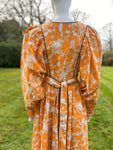 1970s Travers Tempos Maxi Boho Orange Dress