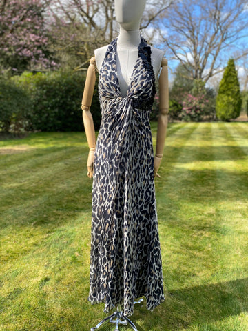 Vintage Frank Usher Leopard Print Dress Size 12Uk