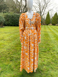 1970s Travers Tempos Maxi Boho Orange Dress