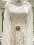 Vintage White Chanel Belt with Green Gripoix Buckle Year 2008