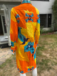 Vintage 1970s Paola Davitti Gauze Cotton Orange Print Dress