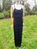 1990s Helen Storey Tasseled Long Black Dress & Cropped Jacket Bolero Sz M