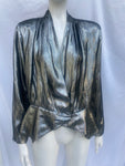Vintage 1980s Anthracite Lame Blouse Size L XL