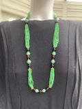 Art Deco Czech Peking Green Glass Beads Necklace (Copy)