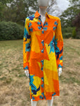 Vintage 1970s Paola Davitti Gauze Cotton Orange Print Dress