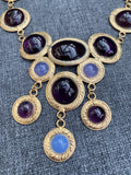 Vintage Gripoix Pâte de Verre Multicoloured Purple Cabochon Glass Necklace