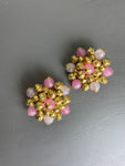 Vintage Pink & Gold Clip-On Earrings