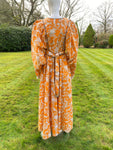 1970s Travers Tempos Maxi Boho Orange Dress