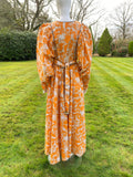1970s Travers Tempos Maxi Boho Orange Dress
