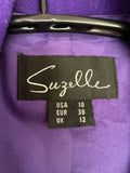 Vintage Purple Tuxedo Jacket with Leather Collar & Pockets