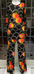 1970s Fabiani for Harrods thin jersey trouser suit with bold print.