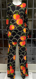 1970s Fabiani for Harrods thin jersey trouser suit with bold print.