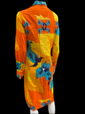 Vintage 1970s Paola Davitti Gauze Cotton Orange Print Dress